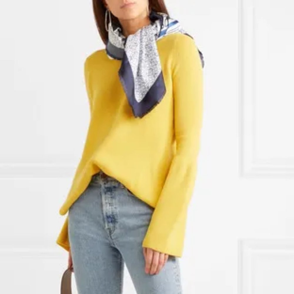 Stella McCartney 100% Virgin Wool Yellow Sweater, Size 36